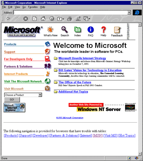 Homepage Microsoft.com juin 1996