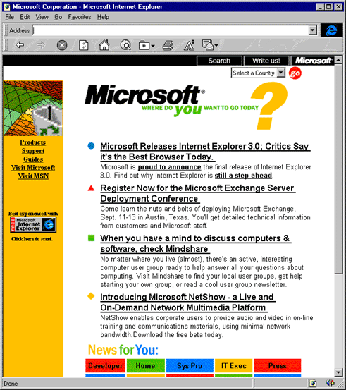 Homepage Microsoft.com 1996 (novembre)