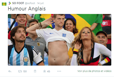 Twitter et So Foot, humour anglais