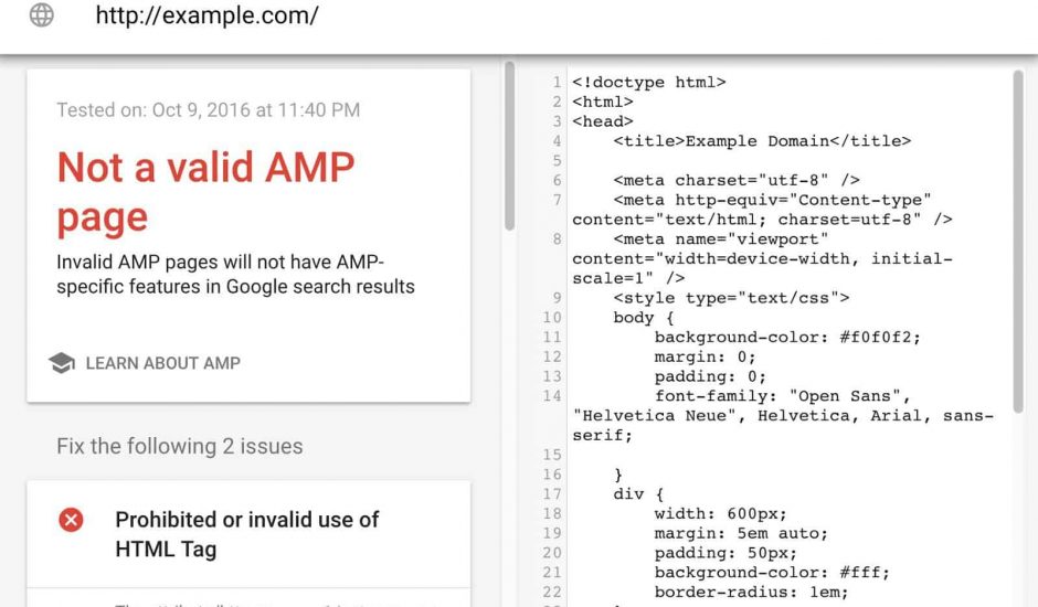 google amp test