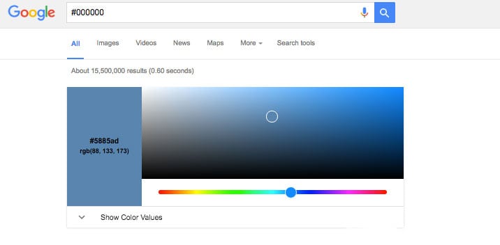 Google couleurs hexadecimales