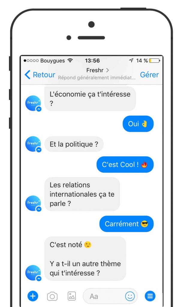 freshr : chatbot d'information messenger