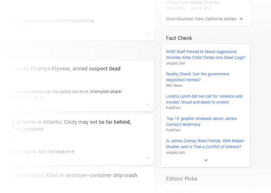 Google News Fact Check Interface