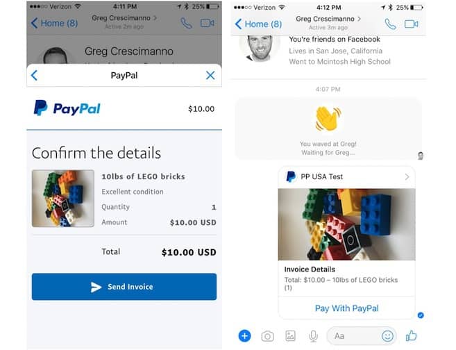 paypal : extension de paiement sur Messenger