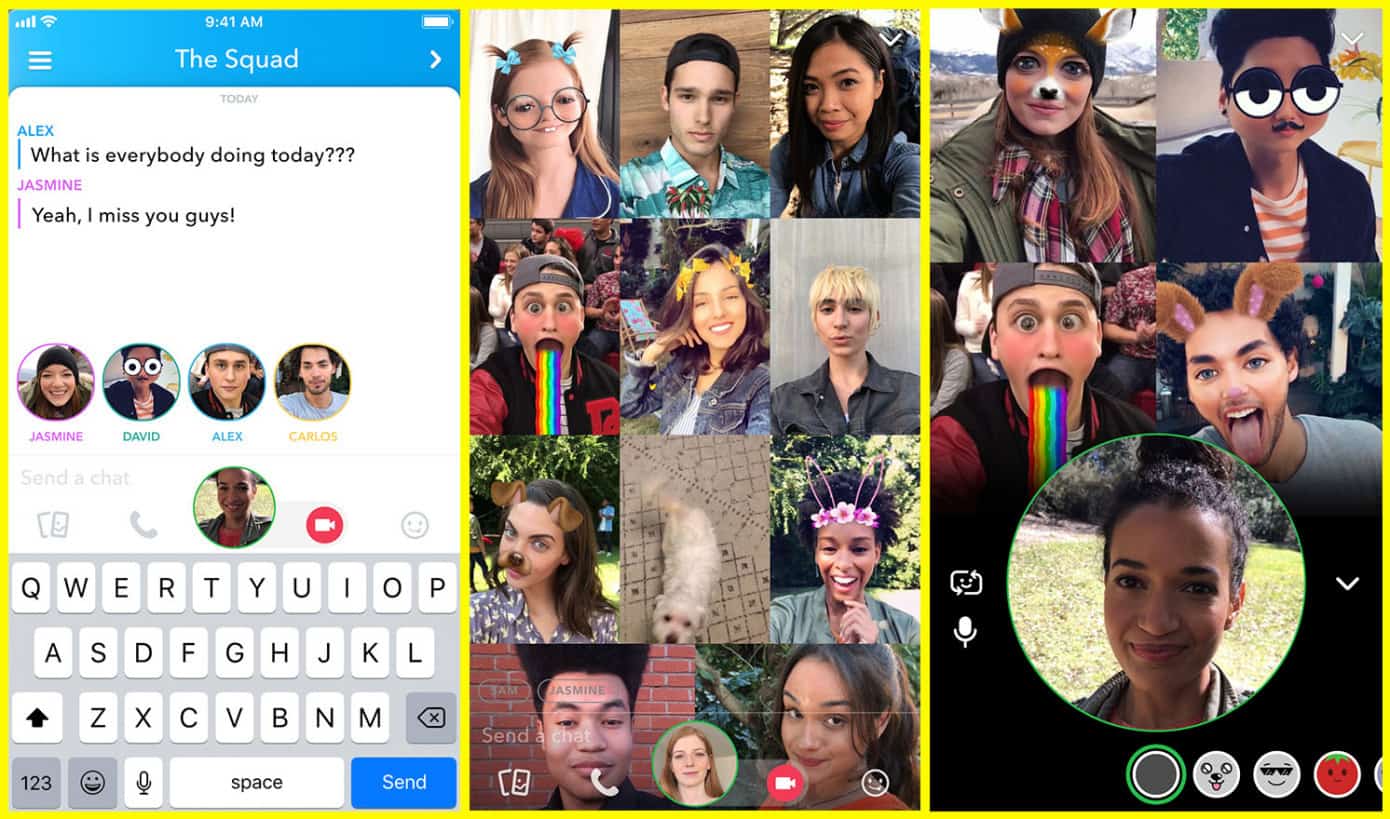 Snapchat introduit les appels de groupes vidéos, avec 16 personnes en même temps.