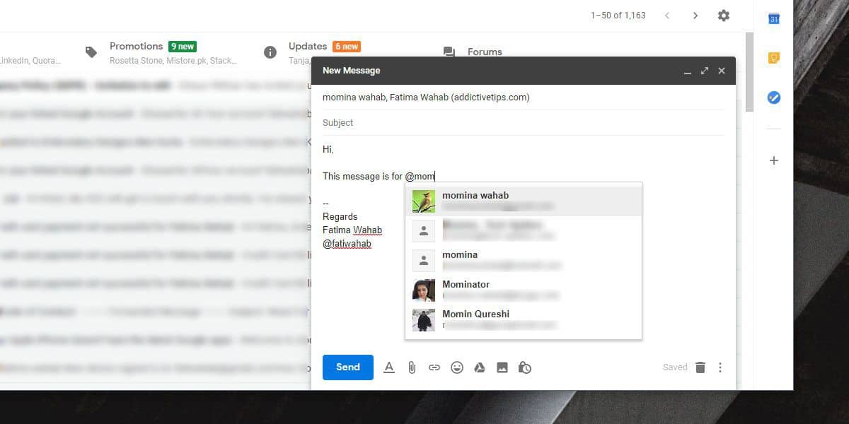 Il est désormais possible de mentionner des personnes sur Gmail