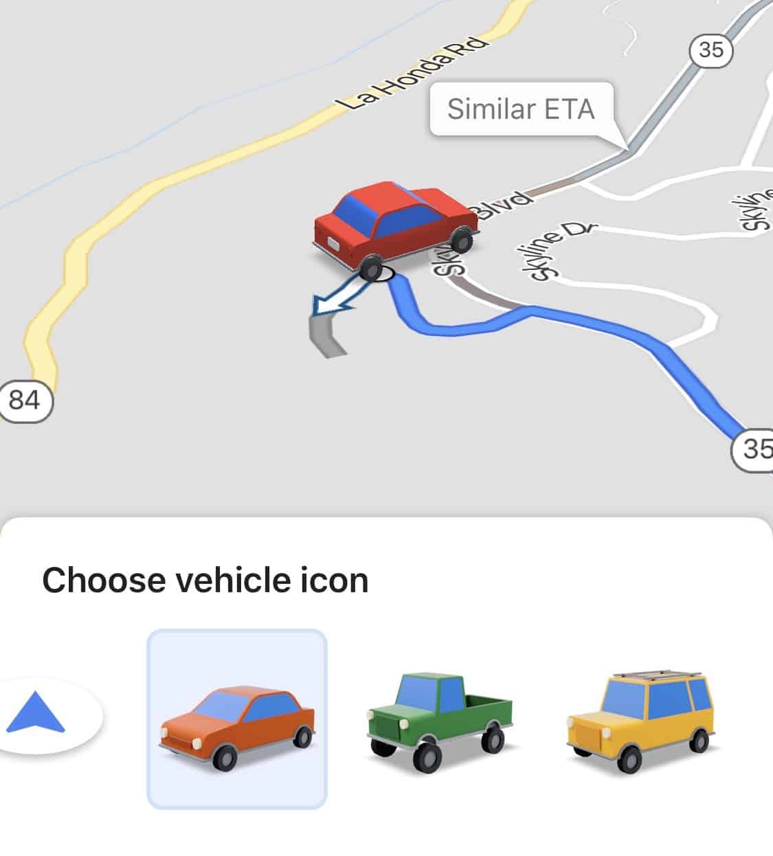 Google Maps vous laisse modifier votre icone de navigation