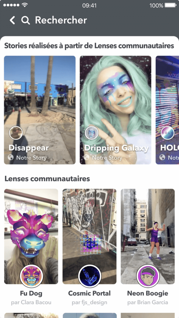 Snapchat lance son magasin de filtres en réalité augmentée&nbsp: Lens Explorer