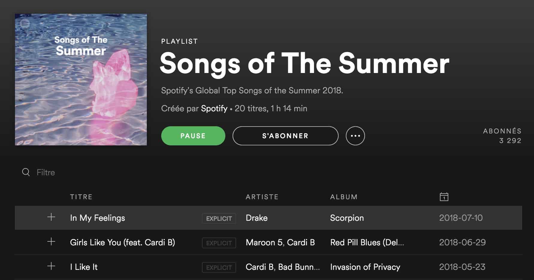 Spotify sort son classement des chansons les plus écoutées durant l'été