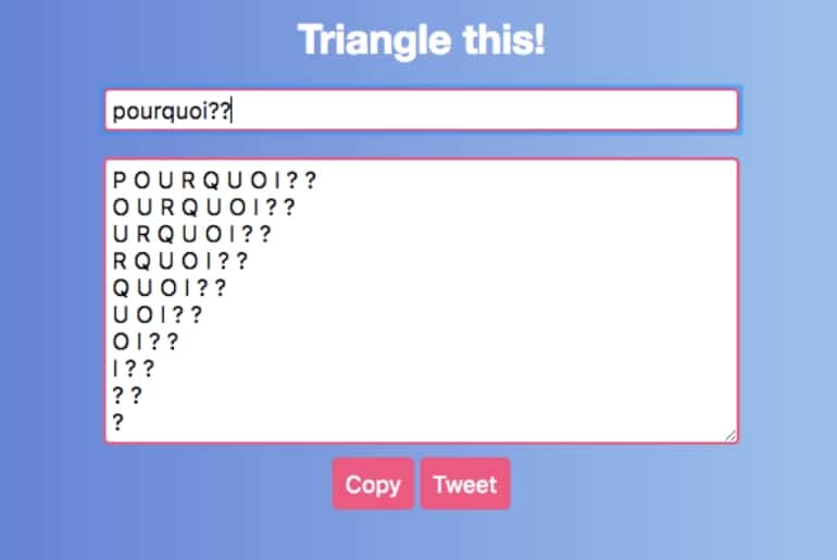 un produit web pour transformer son texte en triangle
