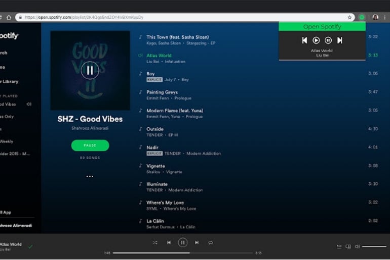 Une extension pour gérer Spotify