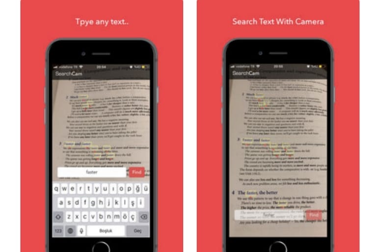 SearchCam est une app qui permet de détecter le texte dans la vie réelle