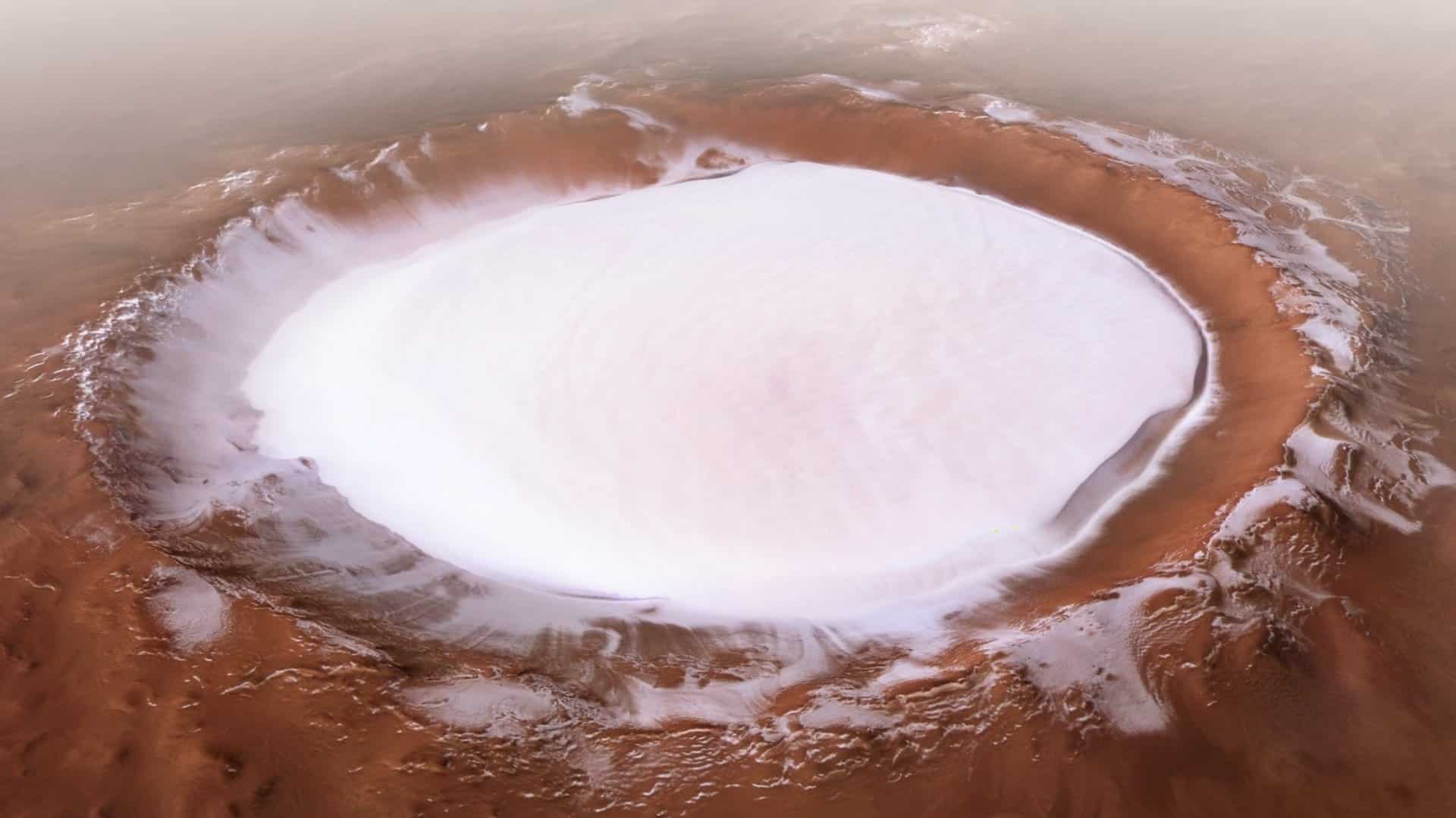 Cratère glace Mars Expres