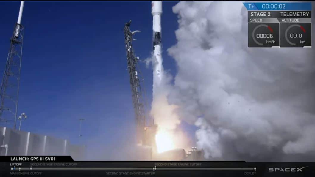 Lancement d'une Falcon 9 portant une nouvelle technologie GPS pour l'armée américaine.
