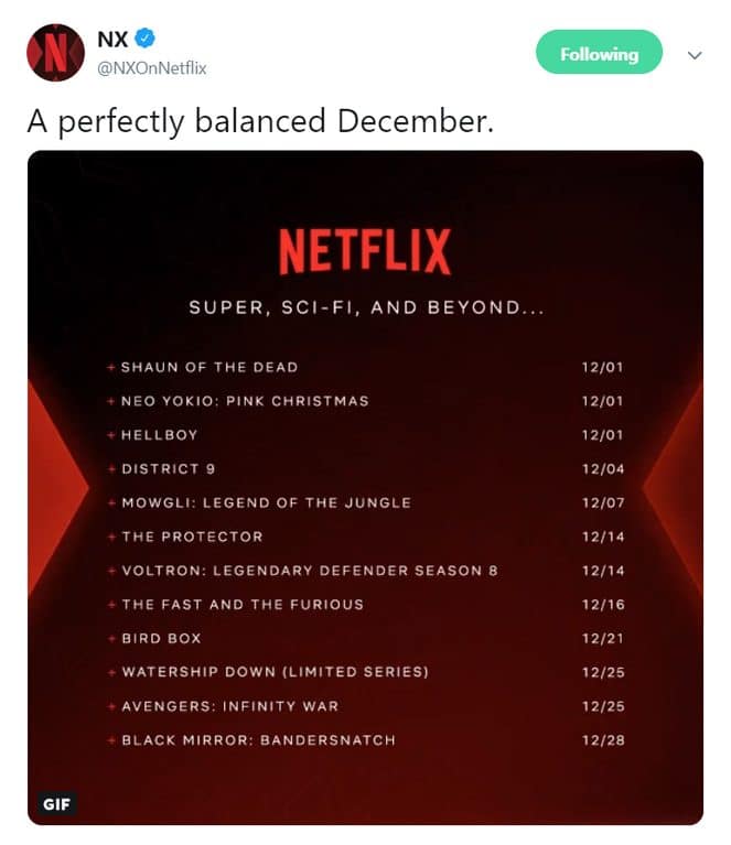 Liste des saisons à venir pour le mois de décembre de Netflix, dont Black Mirror "Bandersnatch" le 28/12