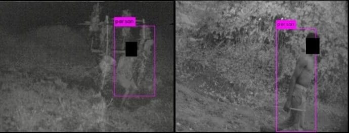 La caméra TrailGuard AI en train d'identifier des braconniers