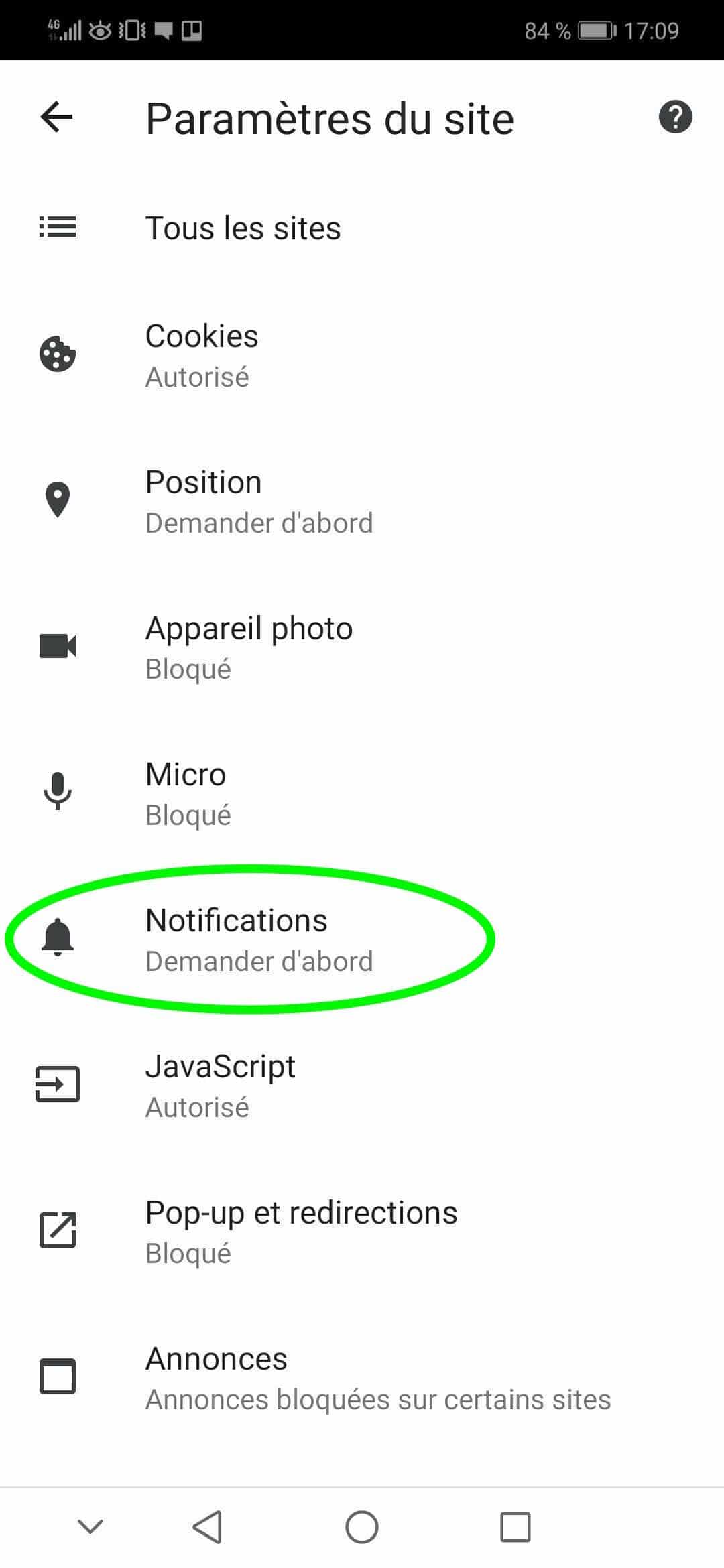Comment désactiver les notifications Google Chrome sur Androïd partie 4