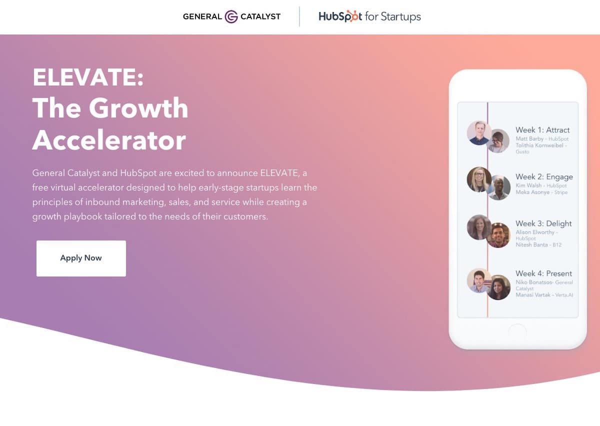 ELEVATE, le nouveau programme de HubSpot pour accompagner les start-ups dans leur développement.