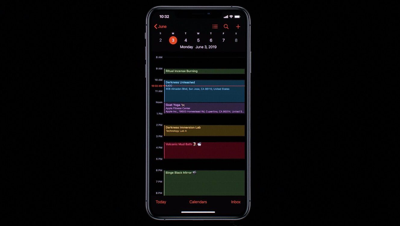Le dark mode sur iOS 13 présenté à la WWDC 2019 par Apple.