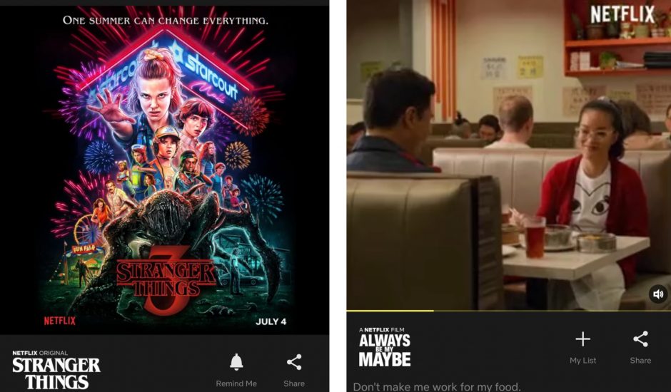 aperçu du nouveau feed dans Netflix