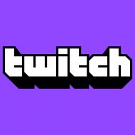 Le nouveau logo de Twitch sur fond violet.
