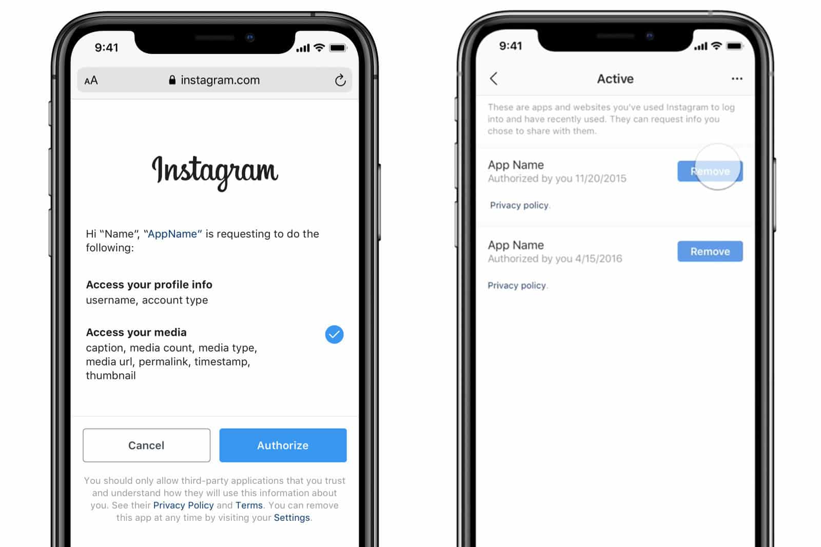 Instagram nous permet de contrôler le partage de nos données personnelles.