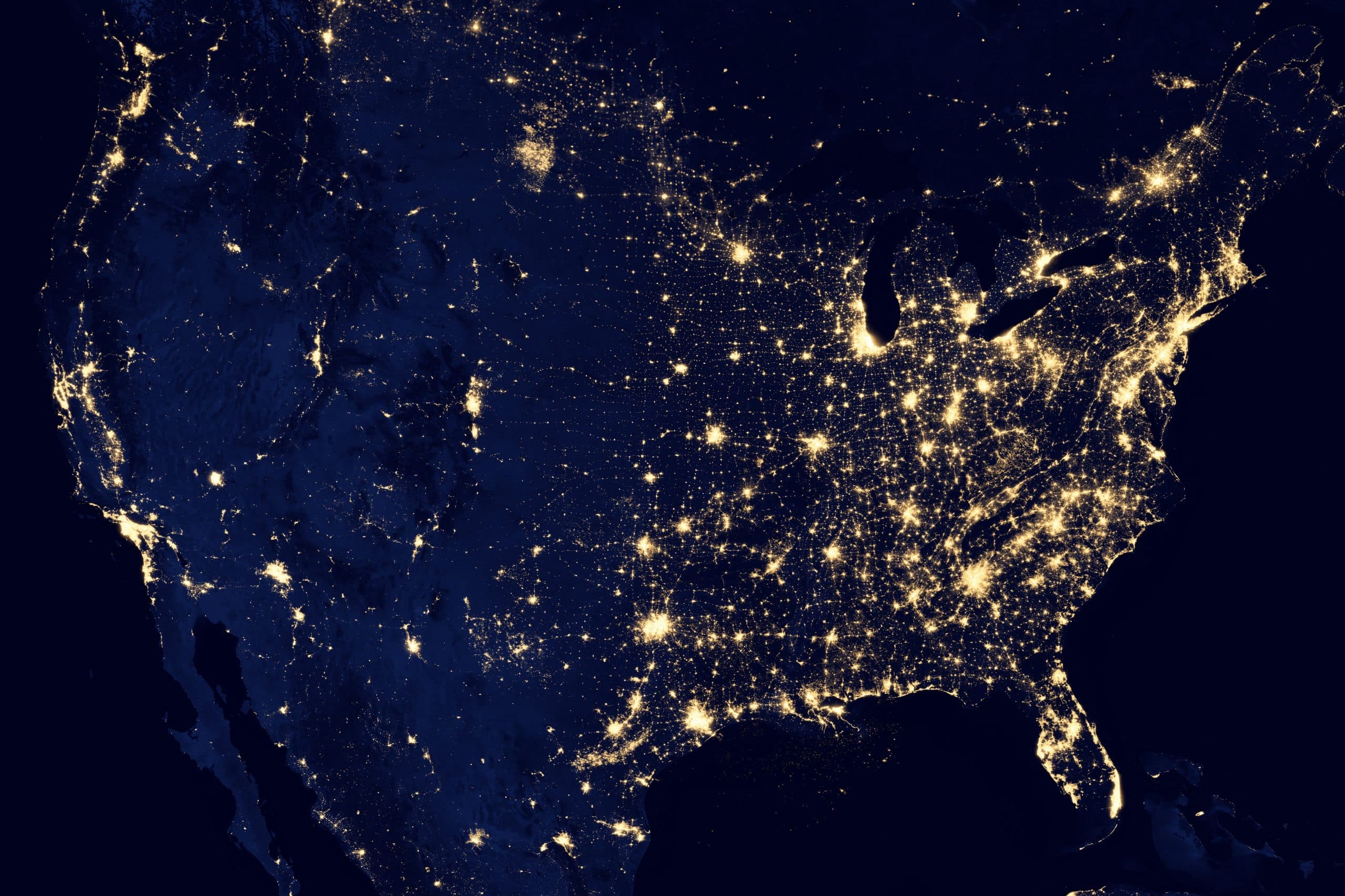 Photo prise de nuit par satellite des USA