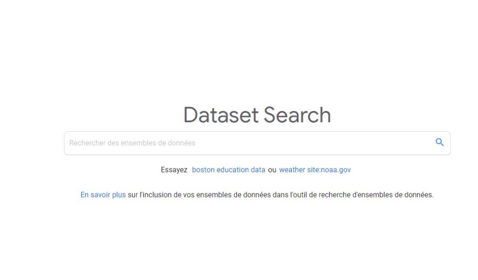 Impr. écran du moteur de recherche data de Google