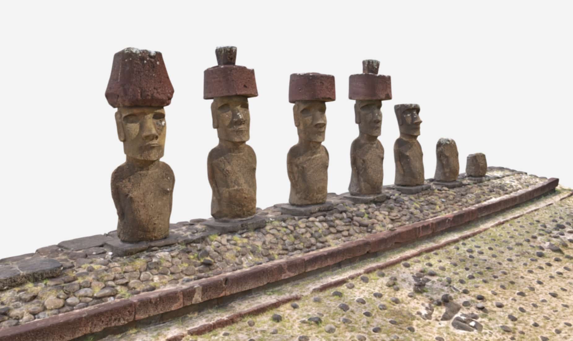 Représentation des statues de l'île de Pâques