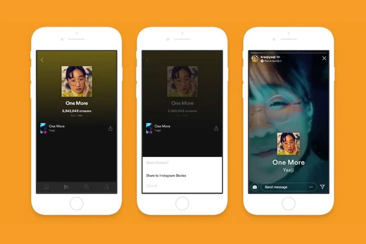 Les vidéos Canvas de Spotify dans les stories Instagram
