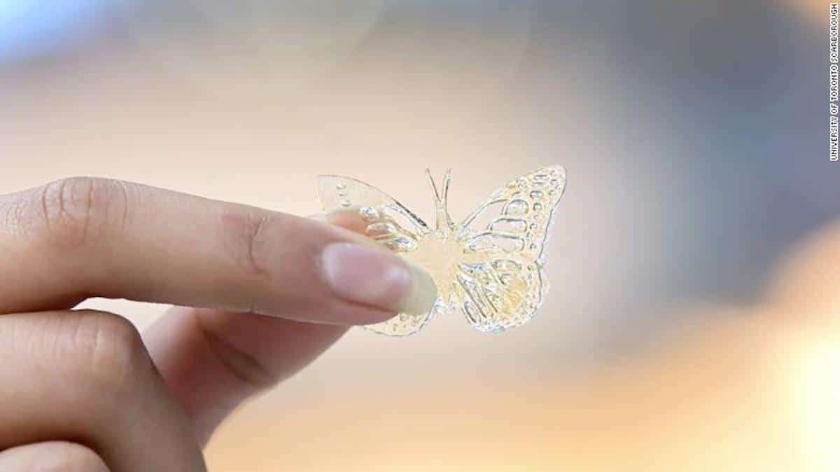 papillon en 3D à partir d'huile de cuisson usagée McDonald's.