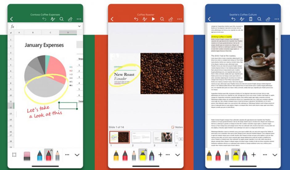 Microsoft : les nouvelles interfaces des applications Excel, PowerPoint et Word sur iOS