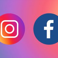 Les logos de Facebook et Instagram sur un fond de couleurs dégradées.