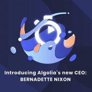 Le logo d'Algolia avec un text annonçant sa nouvelle PDG.
