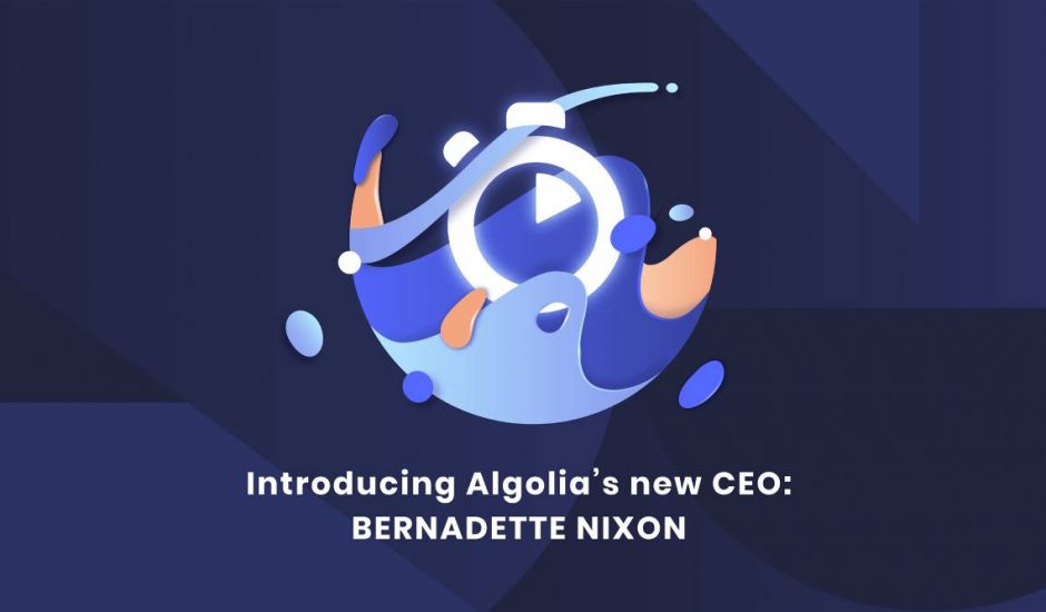 Le logo d'Algolia avec un text annonçant sa nouvelle PDG.