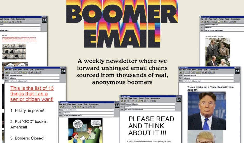 Page d'accueil de Boomer email