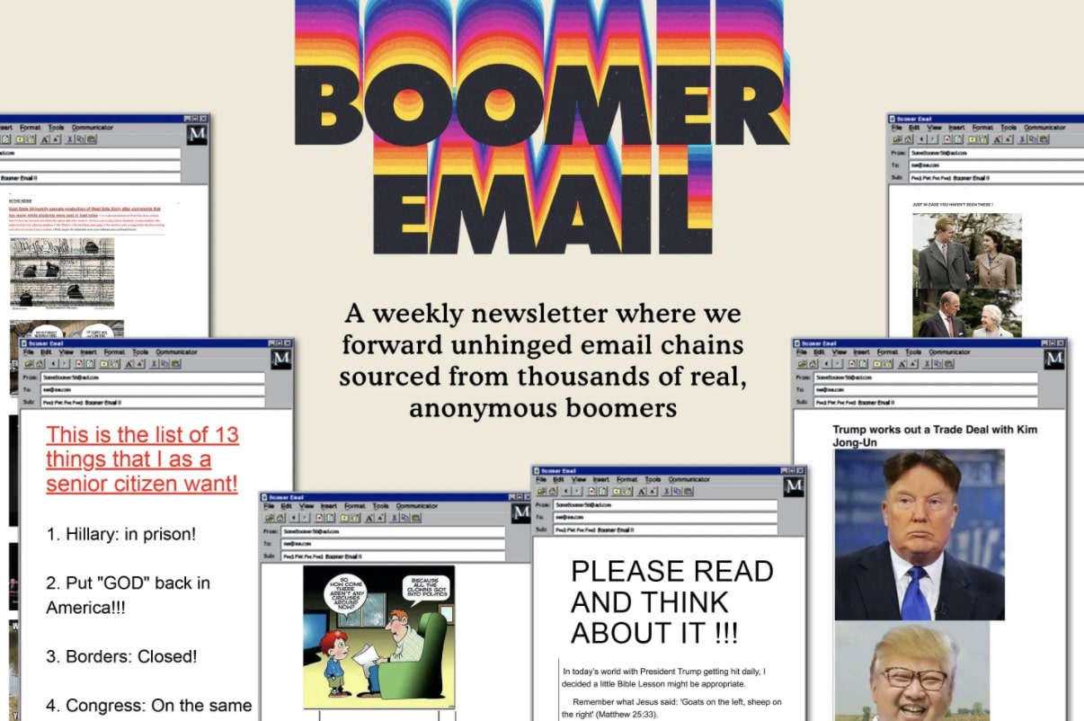 Page d'accueil de Boomer email