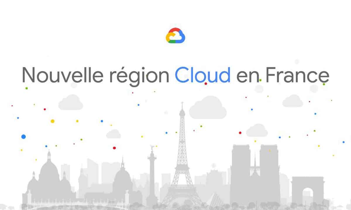 Une illustration des monuments de Paris, avec le logo Google Cloud sur fond blanc.