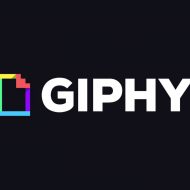 Le logo de Giphy sur un fond noir.