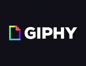 Le logo de Giphy sur un fond noir.