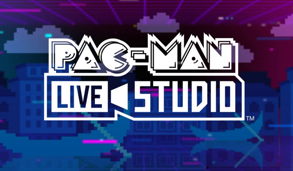Le logo "Pac-Man Live Studio" sur un fond coloré violet et bleu.