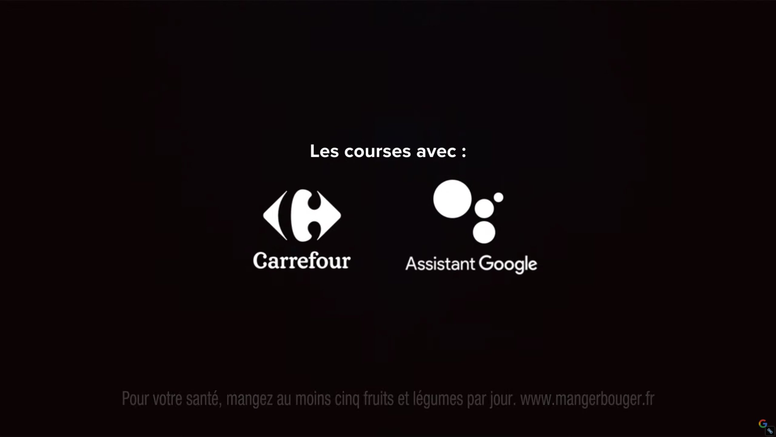 Les logos de Carrefour et de google assistant