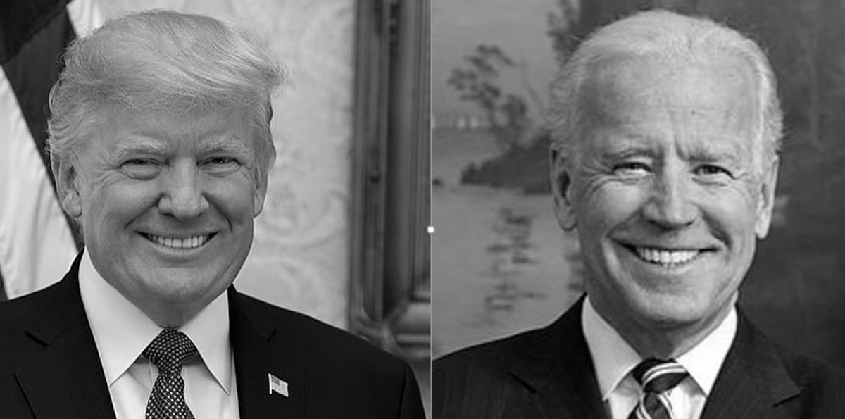 Trump et Biden portraits photo noir et blanc