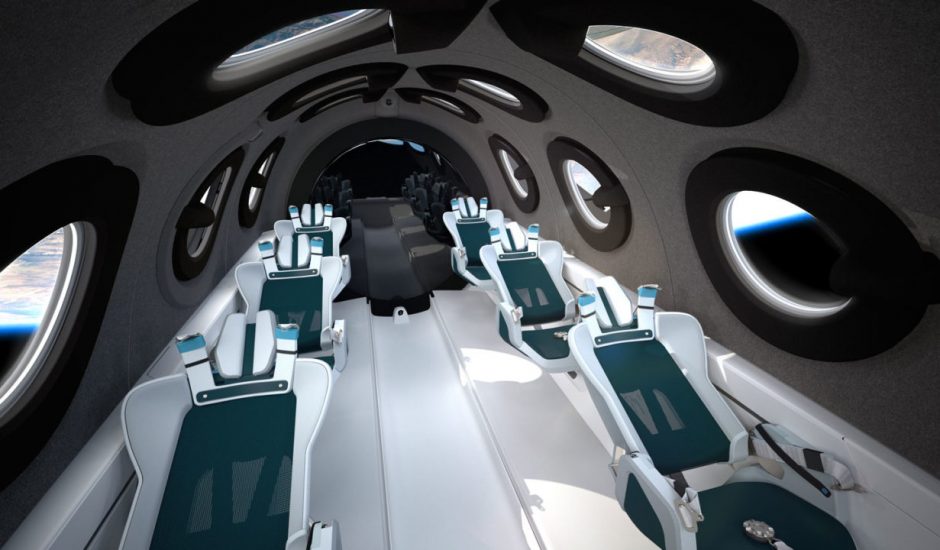 interieur de la cabine VSS Unity de Virgin Galactic