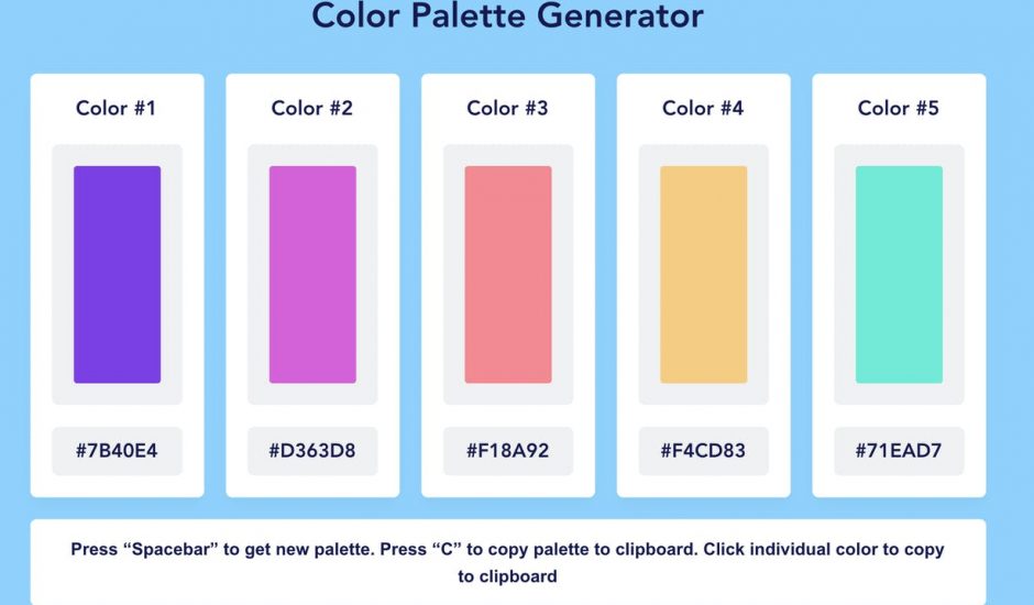 palette de couleurs générée sur Color Palette Generator