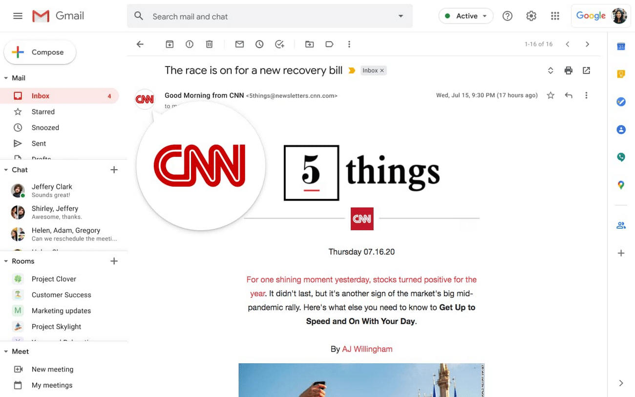 identification de CNN sur un mail
