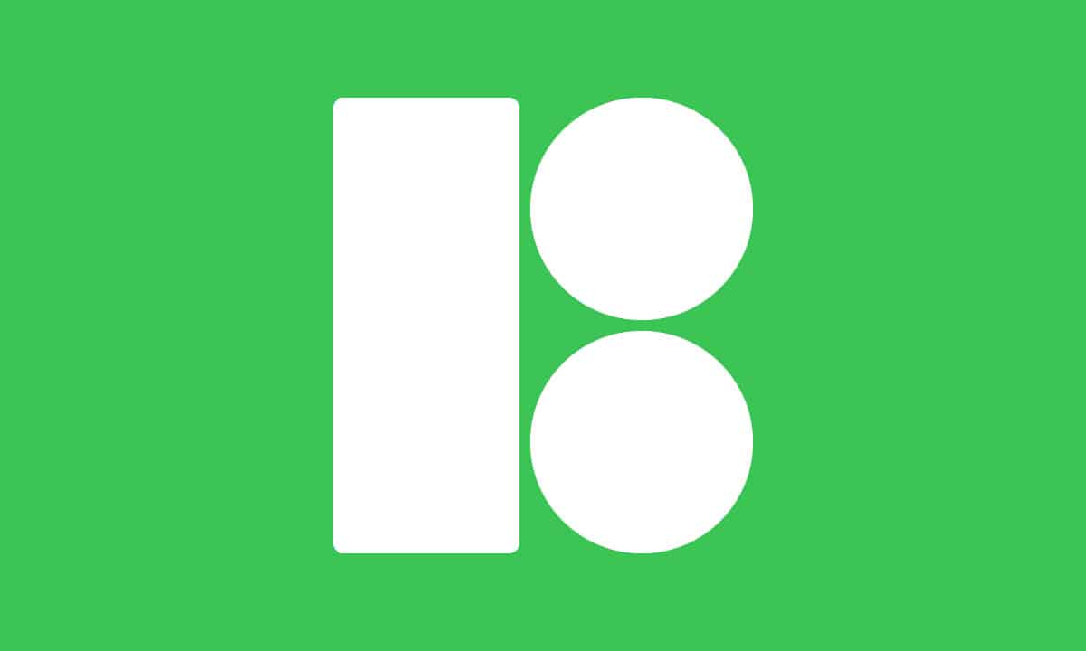 Le logo de Icons8 sur un fond vert.