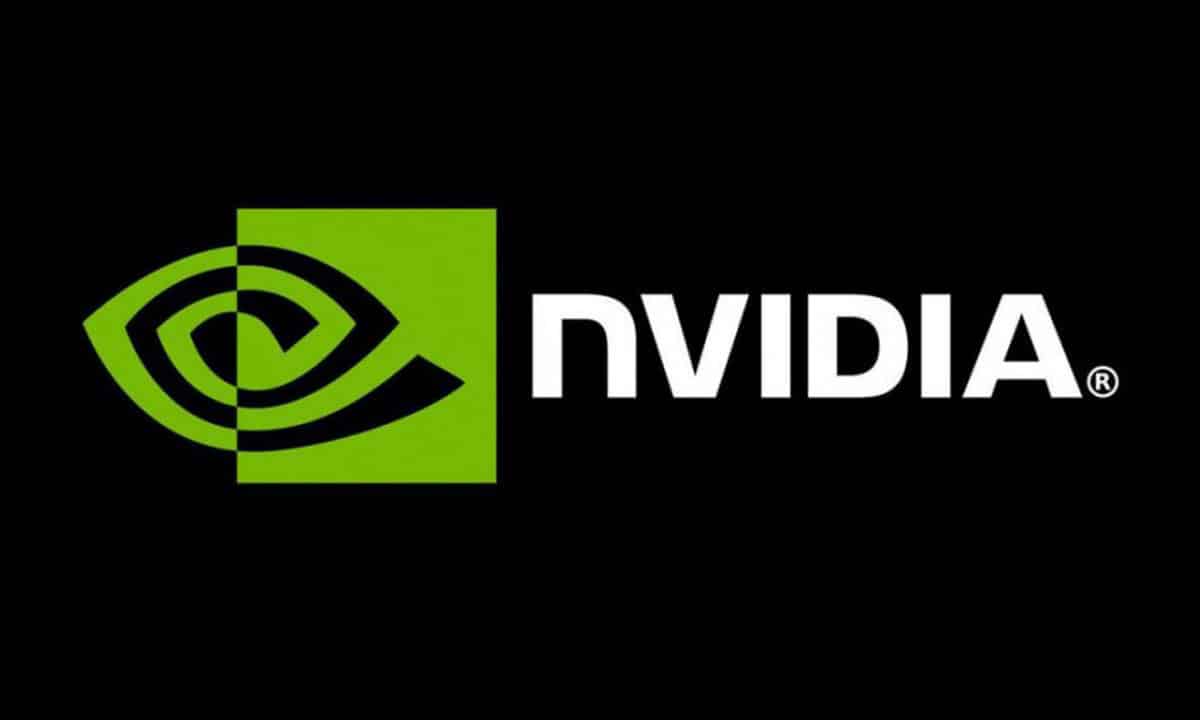 Le logo de Nvidia sur un fond noir.