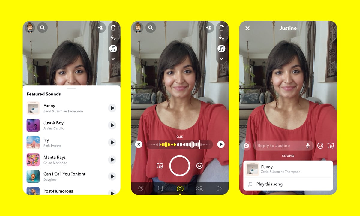 Les interfaces de la nouvelle fonctionnalité Snapchat.