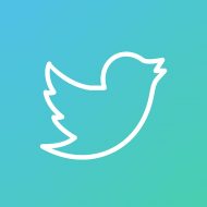 Le logo de Twitter sur un fond dégradé bleu.